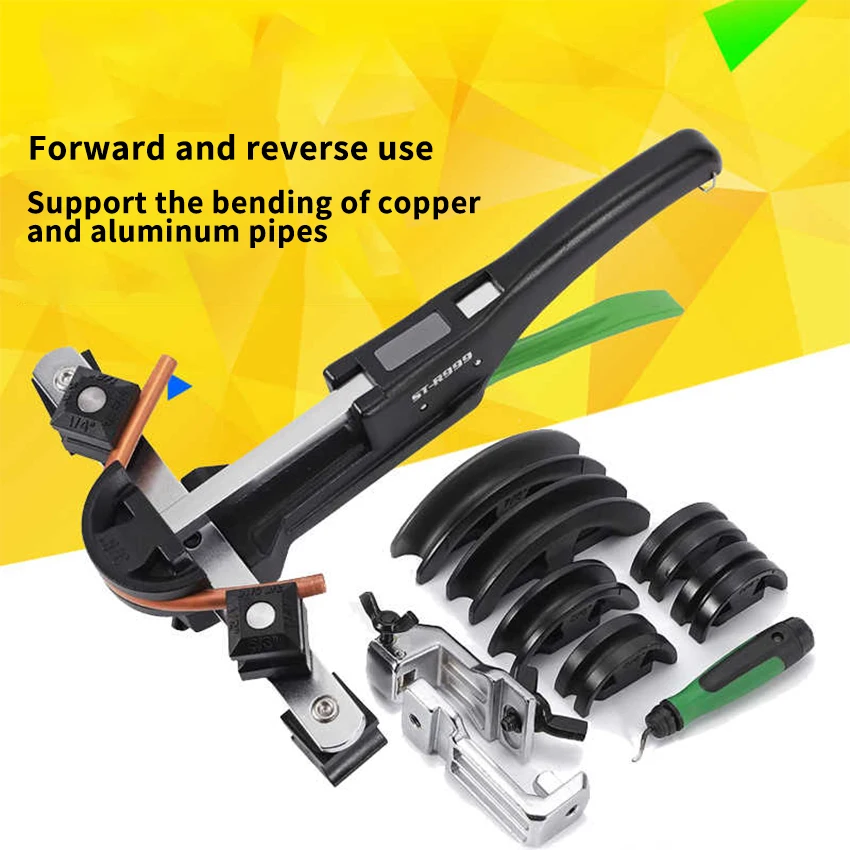 ST-R999 Manual Pipe Bender Copper Aluminum Pipe with 7 Dies 6-22mm 90 Degree Air Conditioning Tubing Tool