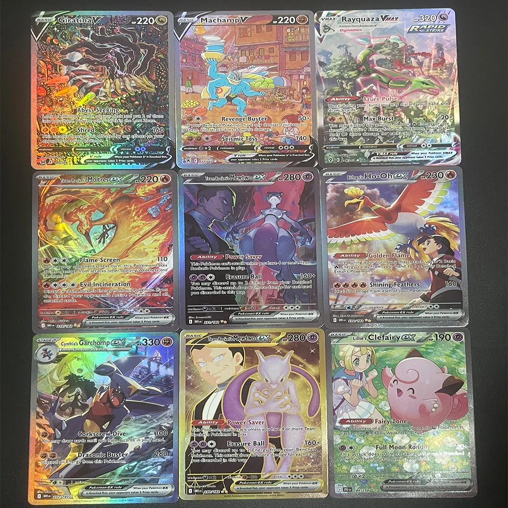 

Карты с покемонами Diy Mewtwo Ho-Oh Clefairy Ex Garchomp Ptcg, коллекционные карты аниме, подарочная игрушка