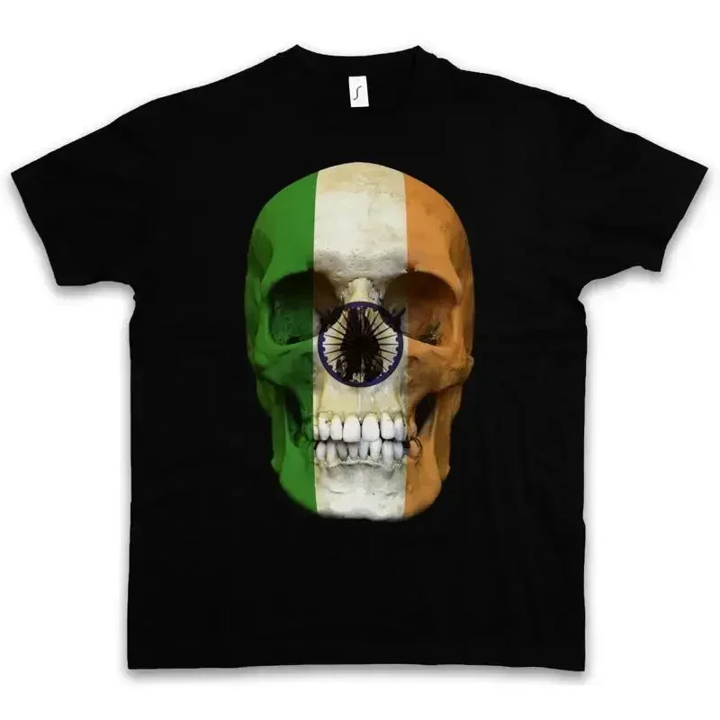 Camiseta clásica con bandera de calavera de la India, Banner Biker