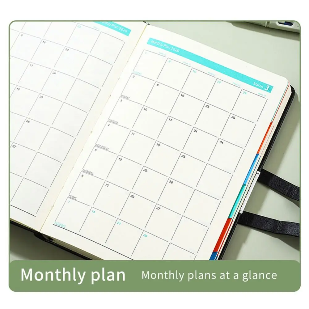 English 2026 Schedule Planner Notepad Wear-resistant 12 Months To-do List Notebook Portable Bookmark Office Work Planner Student