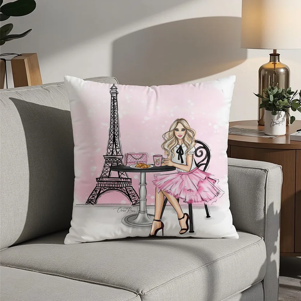 Classic France Eiffel Tower Pillow Case Plush Fabric Soft  Pillowcase Double Sided Print Cushion Cover Household Gifts