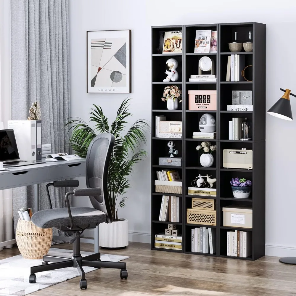 

Tall Narrow Bookcase Display Bookshelf for Home Office Book Shelf Inches CD DVD Slim Storage Cabinet With Adjustable Shelves