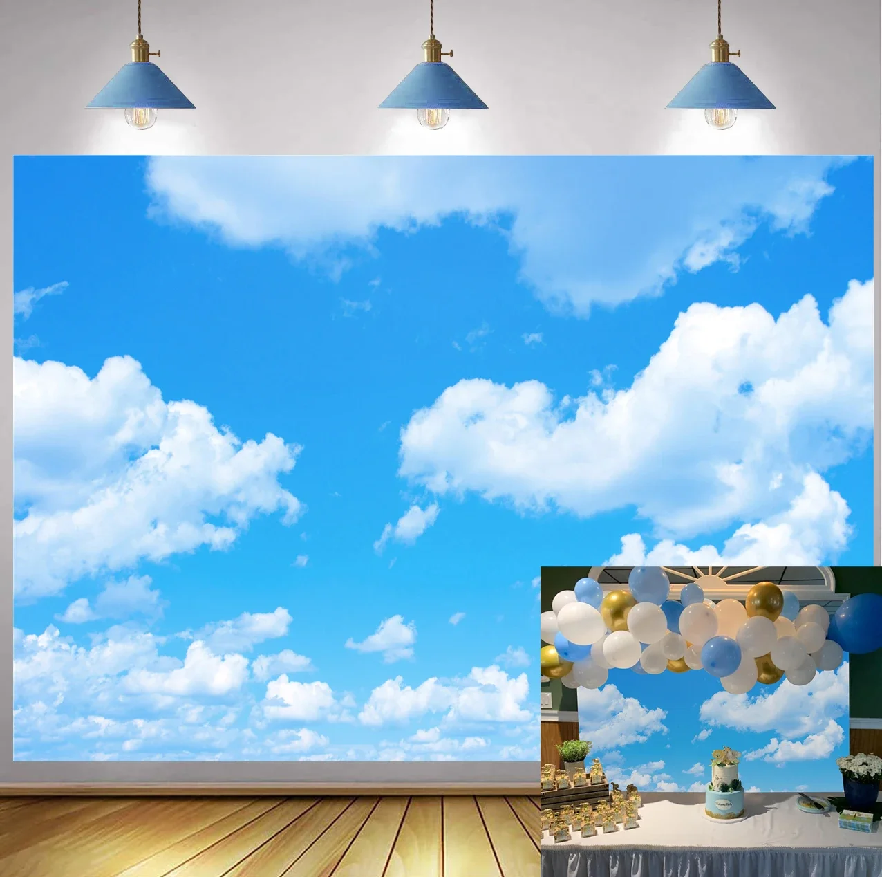 Blue Sky White Cloud Scenery Backdrop Natural Landscape Baby Shower Birthday Party Decor Background for Photography Photo Studio