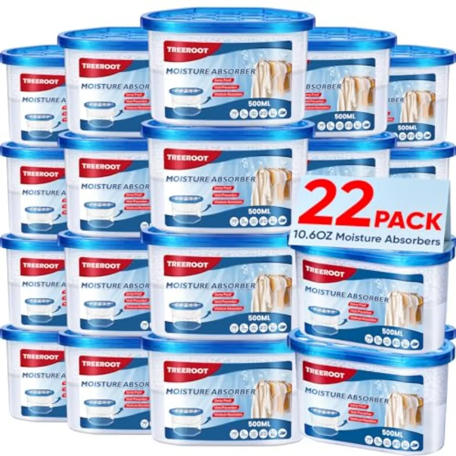 

22Pack Moisture Absorbers, 10.6OZ Humidity Absorber Bucket, Moisture Absorbers for Closet, Dehumidifier Bucket for Wardrobes Ki
