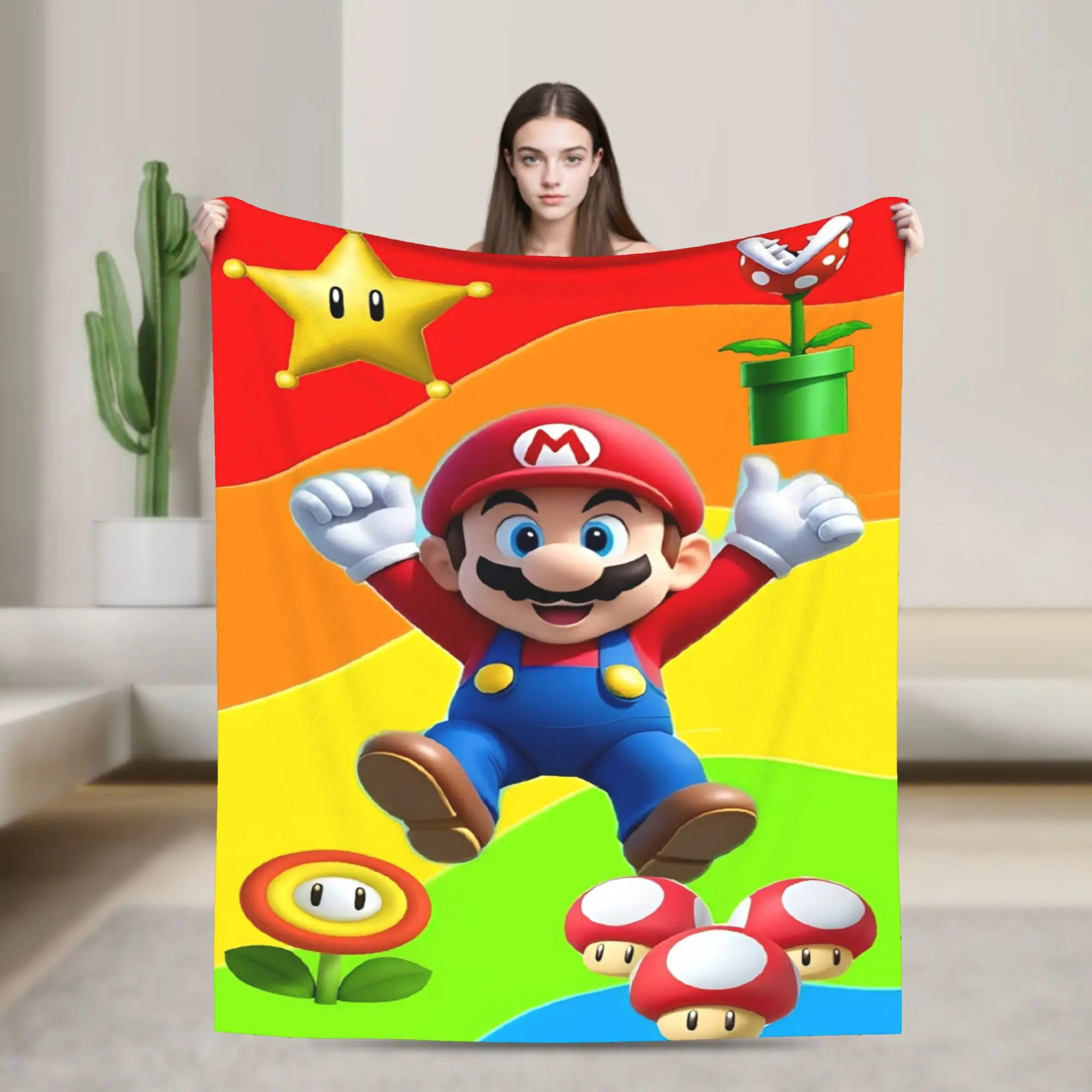 

Funny Cartoon M-Marios Bros Gift Blanket For Men Women Super Soft Warm Throw Blankets for Bed 50x60 Inches Multiple Sizes