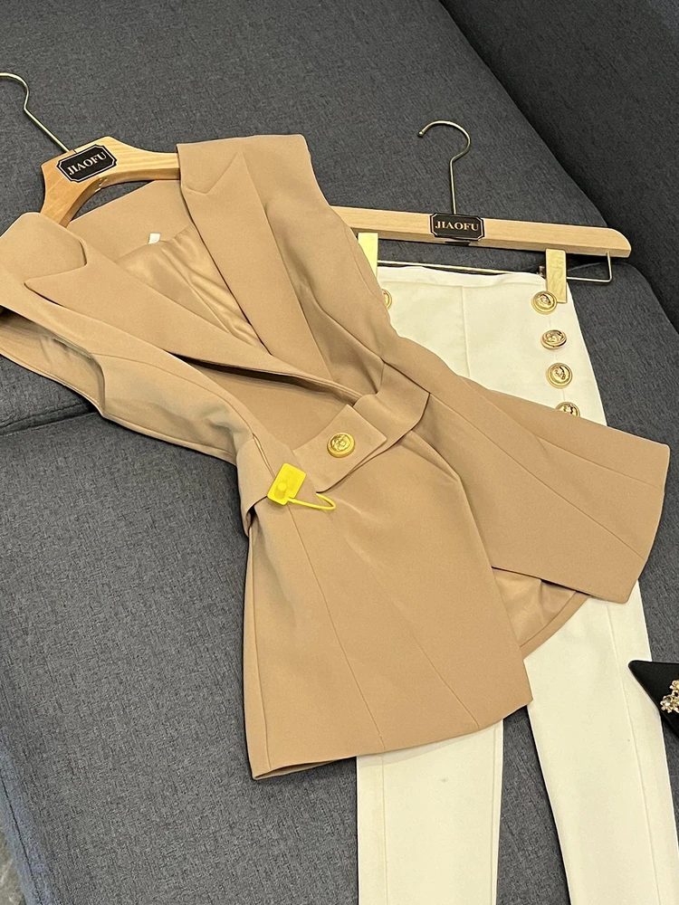 

2025 зимний новый пояс с высокой талией, облегающий костюм, жилет, женский 024, модный однотонный жилет для поездок на работу