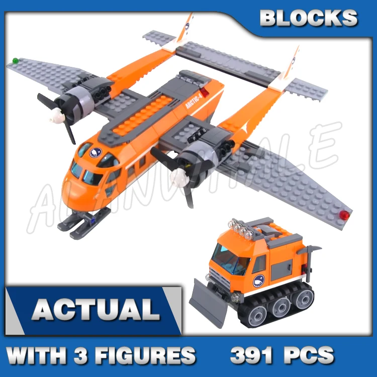 391pcs City Arctic Supply Plane Ice Trailer vehicle Smooth Landing Platform 10441 Building Block Toys Compatible With Model