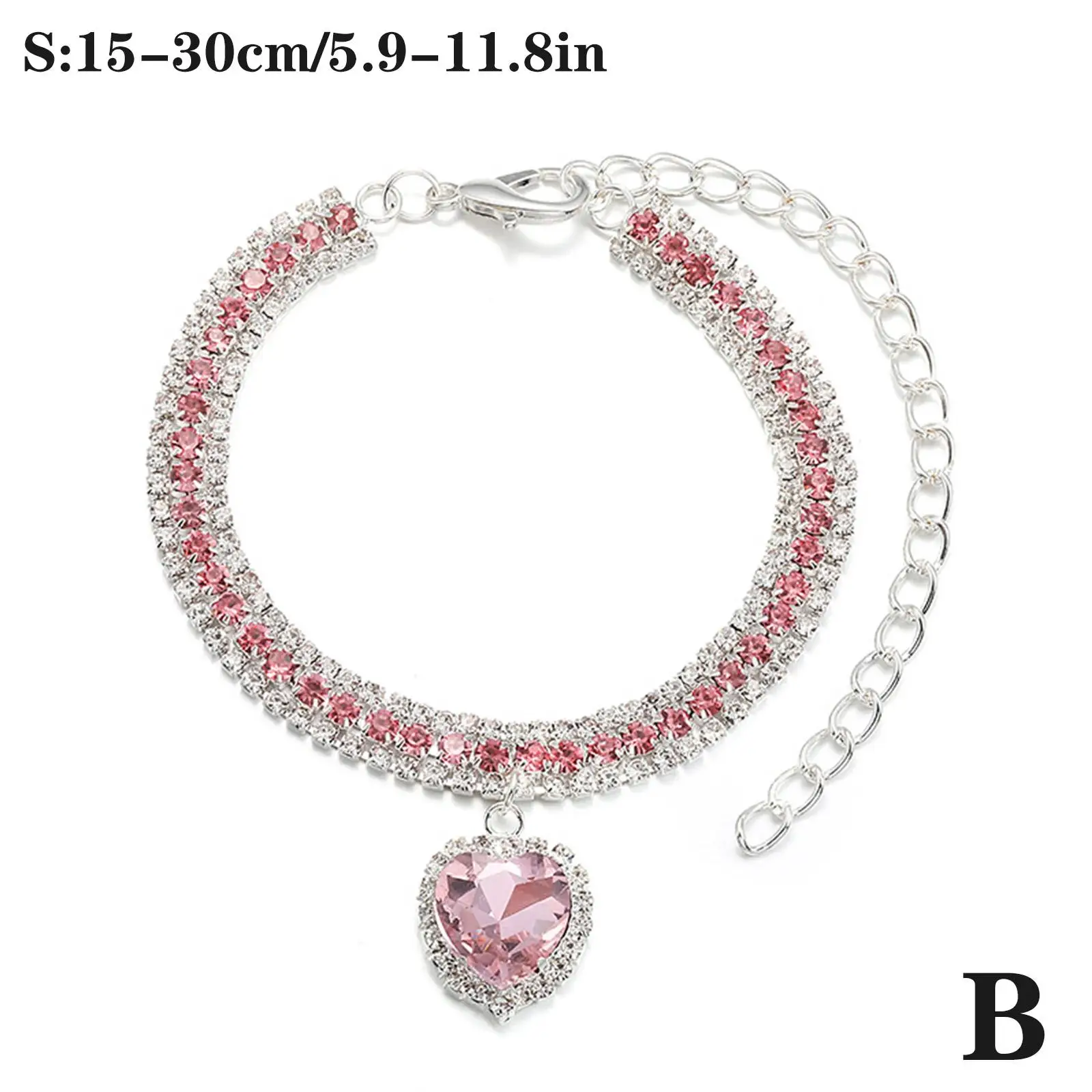 Luxus Kristall Katze Kragen Liebe Anhänger Halskette Haustier Kragen Einstellbare Kleine Hund Katze Hals Ring Strass Kragen Haustier Zubehör – Detail 12
