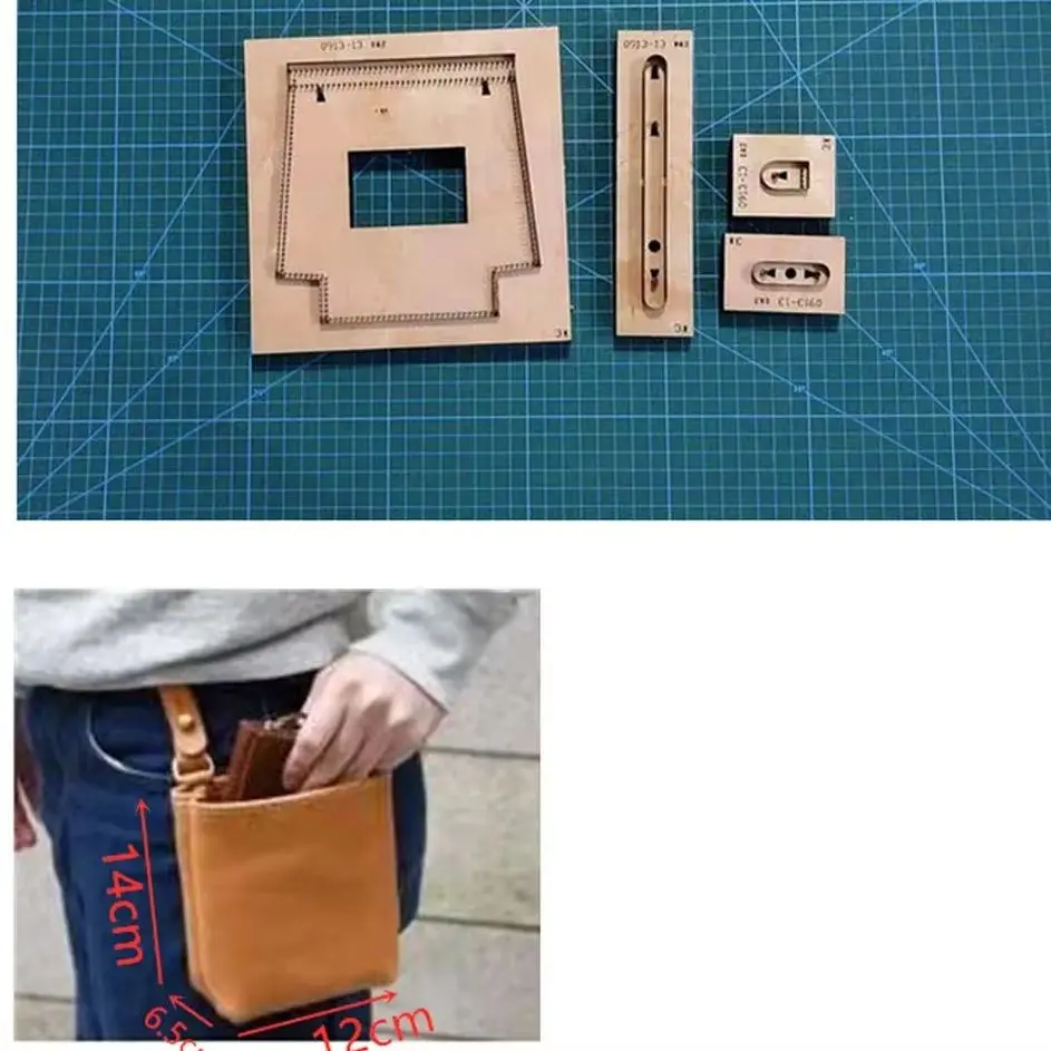 

Waist Bag cutting mold, leather making tool, hand cutting knife, Japanese steel knife wooden mold tool