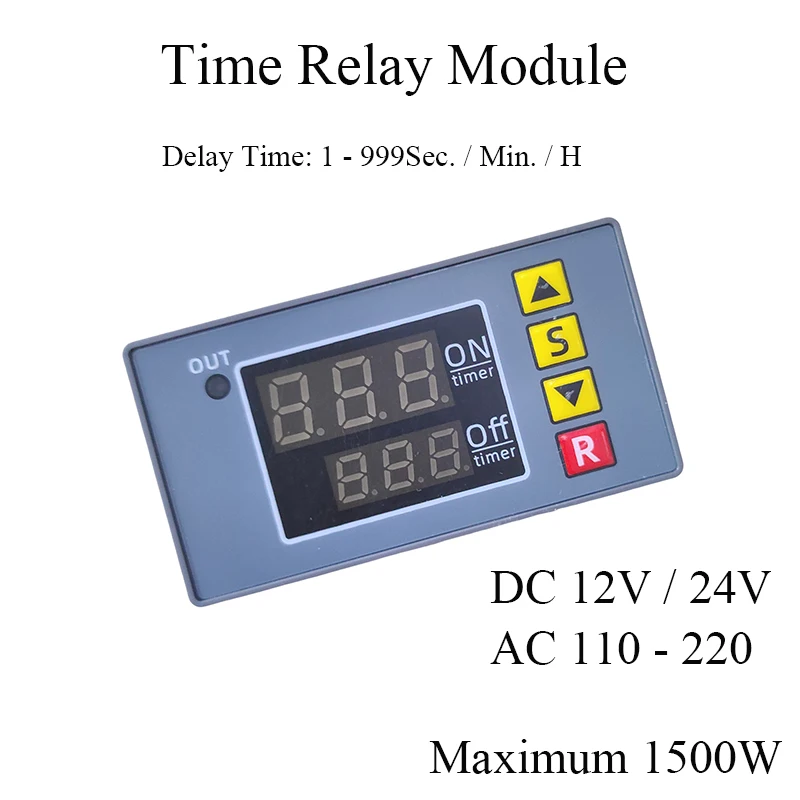 

12V24V AC110V220V Time Delay Relay Module, Delayed Power-On, Delayed Power-Off, Cyclic Timing Control Switch 1-999S Delay Timer