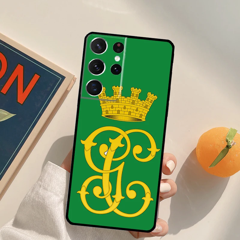 شعار الحرس المدني الاسباني قضية الهاتف لسامسونج غالاكسي S22 S23 S21 S20 FE الترا S8 S9 S10 زائد نوت 10 20 الترا الغلاف