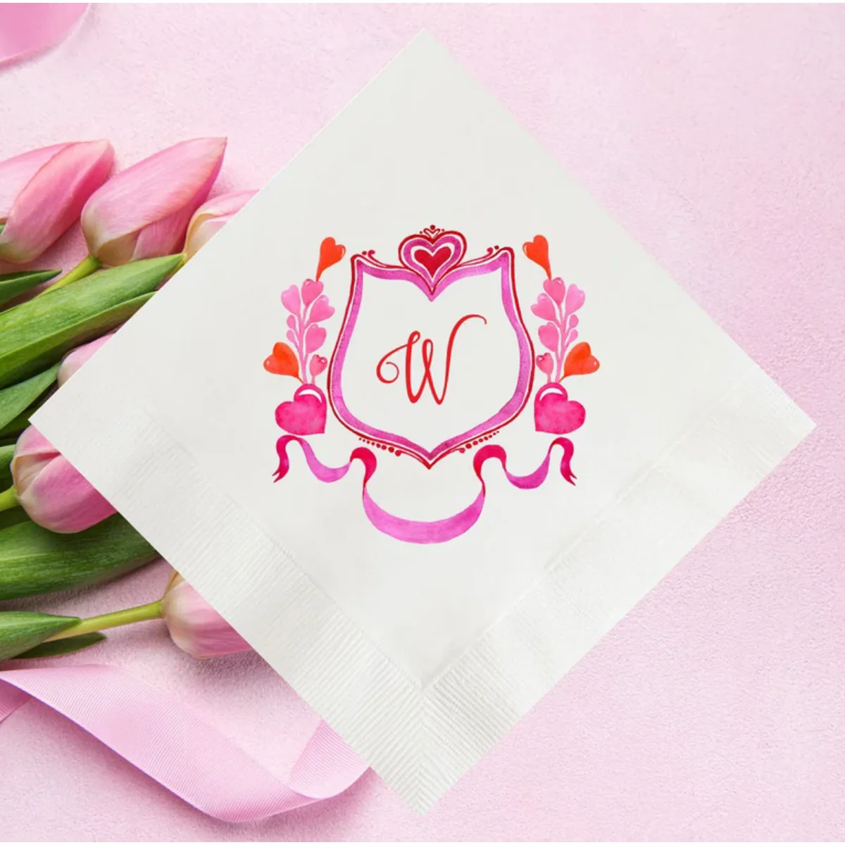 Servilletas de boda con nombre de pareja personalizado con cresta floral azul, servilleta personalizada a todo color, renovación de voto, aniversario, cena de ensayo