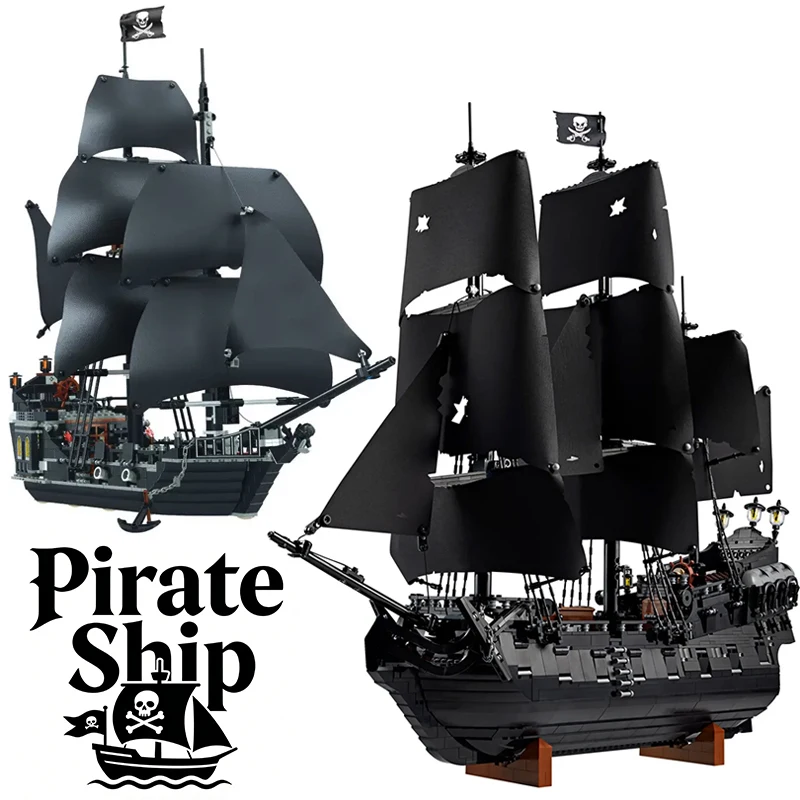 

In Stock Pirates The Black Pearl Ship Building Blocks Boat Model Caribbean Adventure Assemble Bricks Toys Gift For Kid Boy Adult