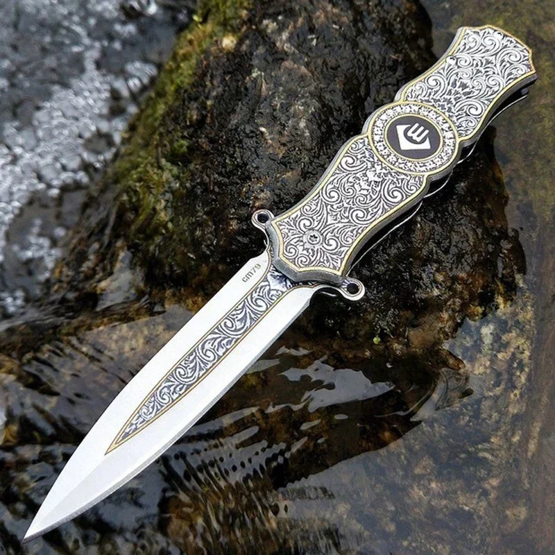 

8.2'' Pocket Knife Folding Knife 9cr18mov Blade Steel Handle Portable Outdoor Camping Hunting Knives Survival Knifes EDC tools