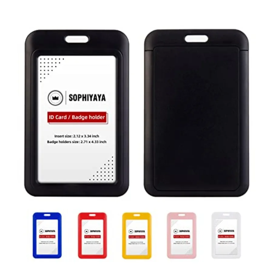 

Sliding Hard Plastic Badge Holder Secures Work ID, Key Card, Cit Cards for Office, Factory, School, Teachers and Students