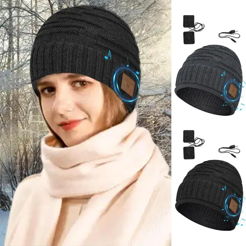 

Winter Music Hat Outdoor Warm Music Knitting Cap Rechargeable Wireless Stereo Earphone Beanie Hat With MIC Earphone Beanie Hat