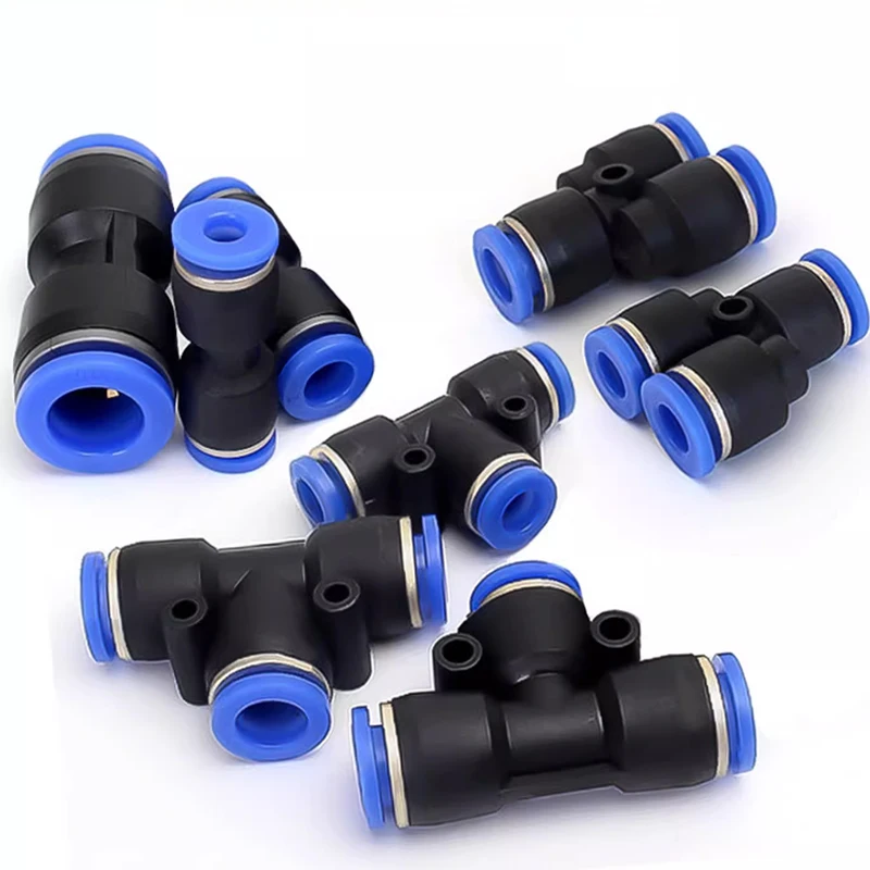 50/100/500/1000 Pcs Quick Pneumatic Joint Plastic PE Tee PEG Variable Diameter Quick Joint With High Quality