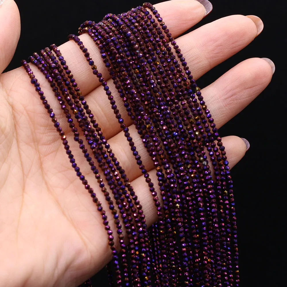 5 Strands Natural Stone Beads Plating Color Faceted Crystal Stione Spacer Loose Beads Bracelet DIY Jewelry Making Necklace 2/3mm