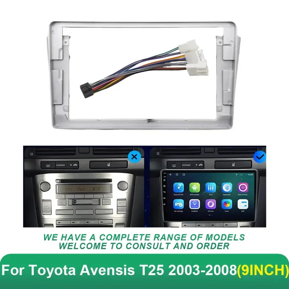 

9" 2Din Car Radio CD DVD GPS Stereo Panel Dash Mount Trim Kit Interface Frame Panel Fascia For Toyota Avensis T250 II 2003-2009