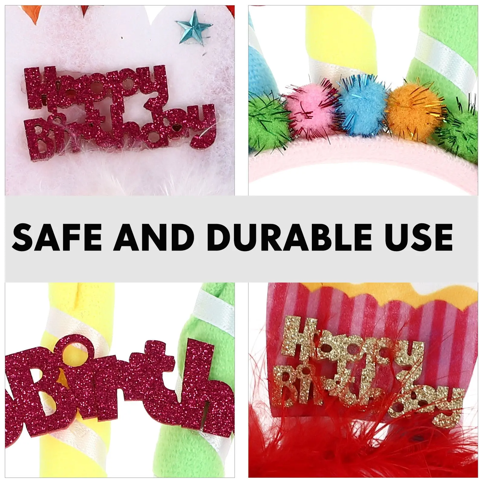 

3 Pcs Birthday Cake Headbands for Kids Girls Party Supplies Photo Shoot Cartoon Cloth Hair Hoop Accessories
