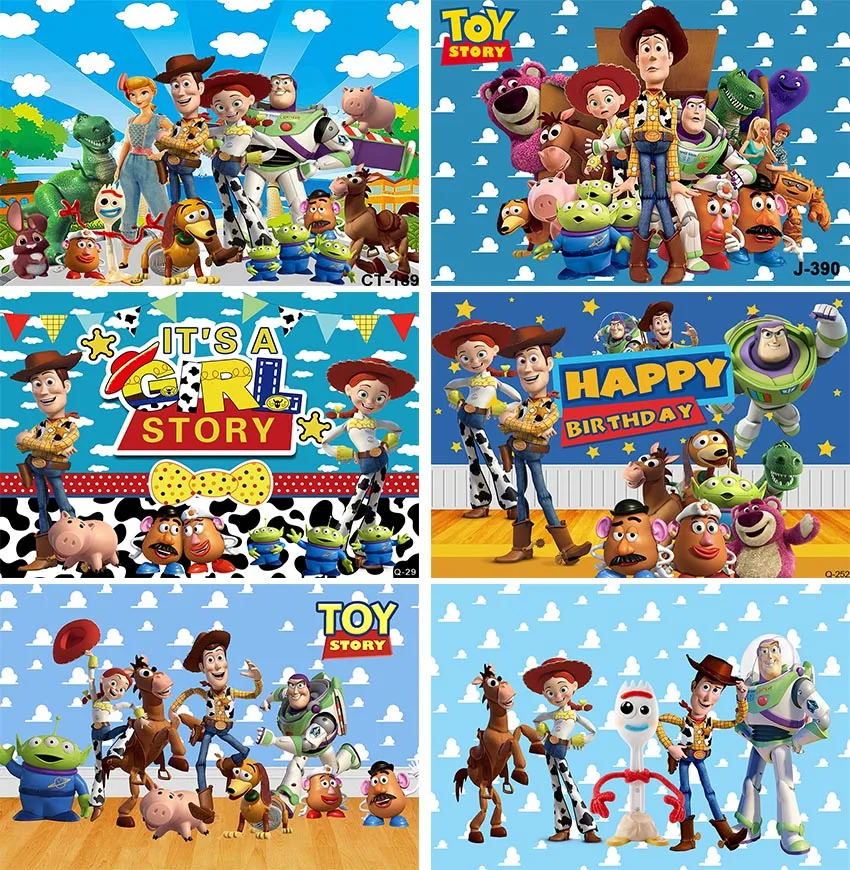 

Disney Toy Story Photography Backdrops Kids Birthday Photo Backdrop Individual Role Background Buzz Lightyear Photo Props