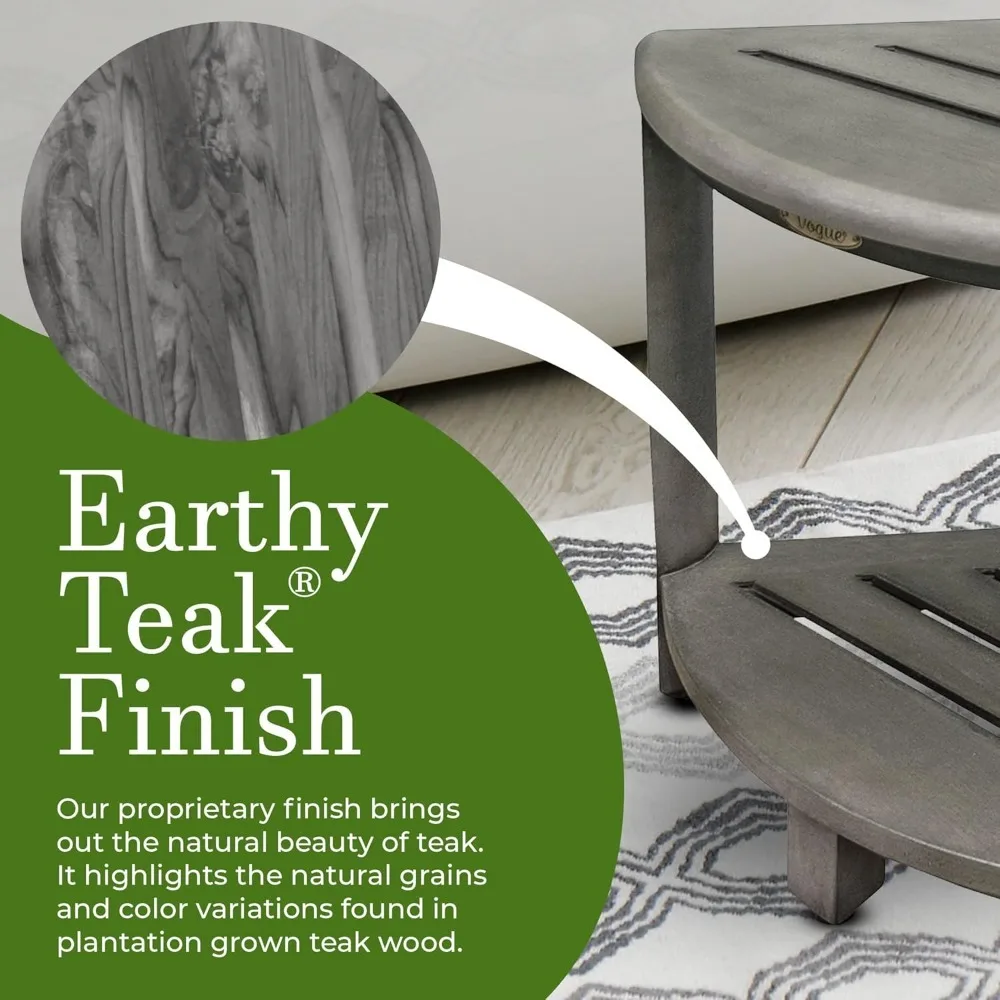 جديد-زاوية سنازي طبقتين رمادي اللون الجرف مقاوم للماء خشب الساج دش مقعد البراز مقعد كرسي للاستحمام الداخلي يوفر السلامة #4