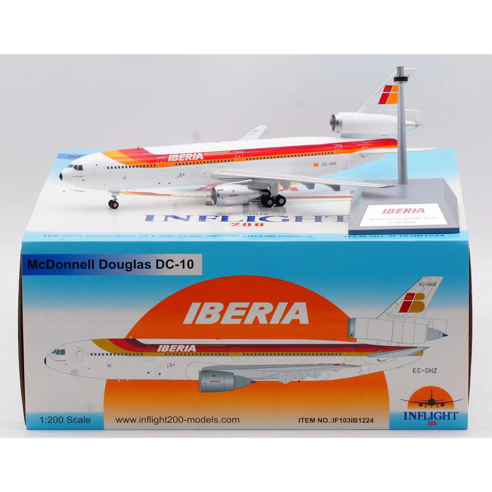 IF103IB1224 Alloy Collectible Plane Gift INFLIGHT 1:200 Iberia McDonnell Douglas DC-10-30 Diecast Aircraft Jet Model EC-DHZ