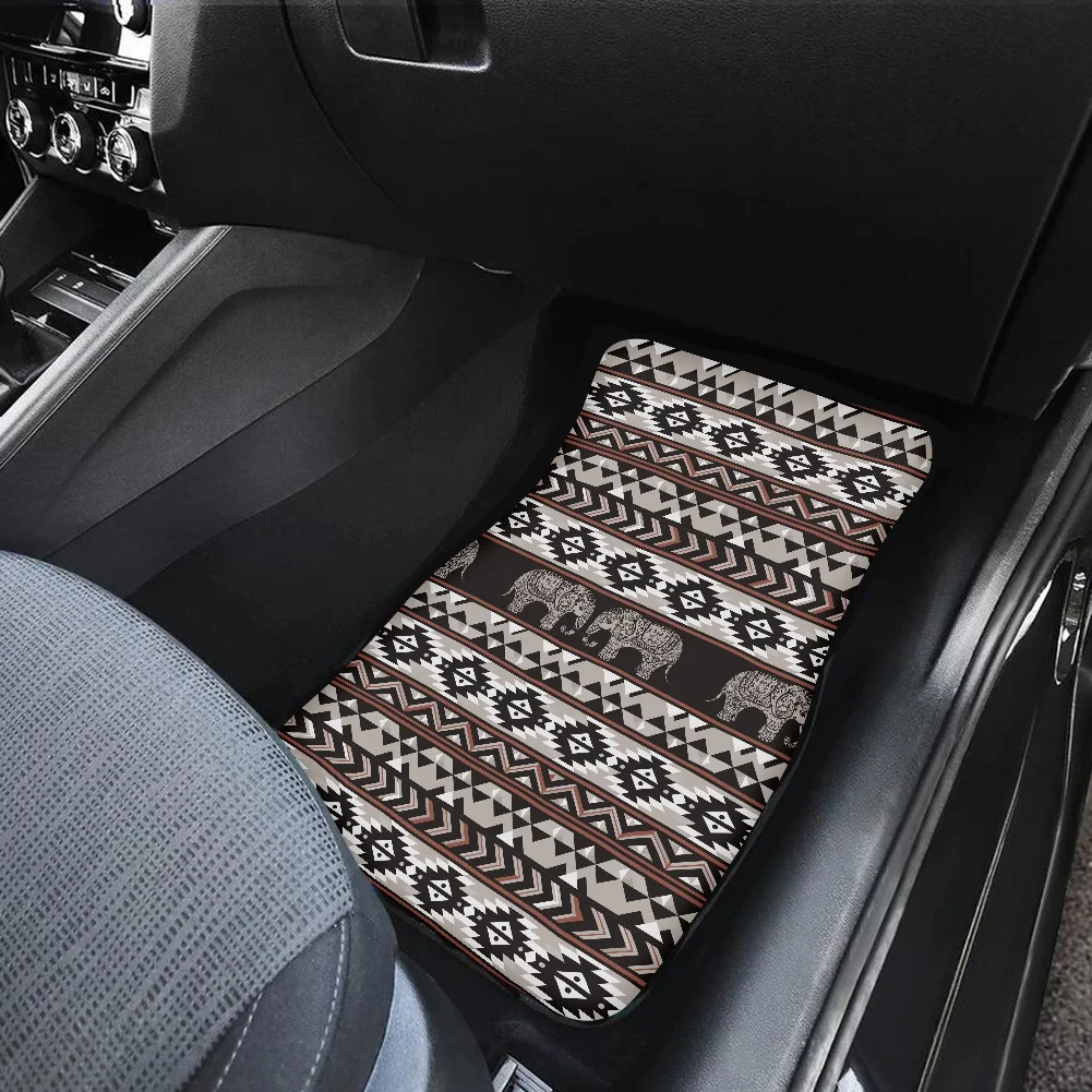 Car Accessories Elephant Tribe Print Floor Mats for Car Weather Auto Protects Tribal Aztec 2pcs Set Vehicles Carpet Non Slip New