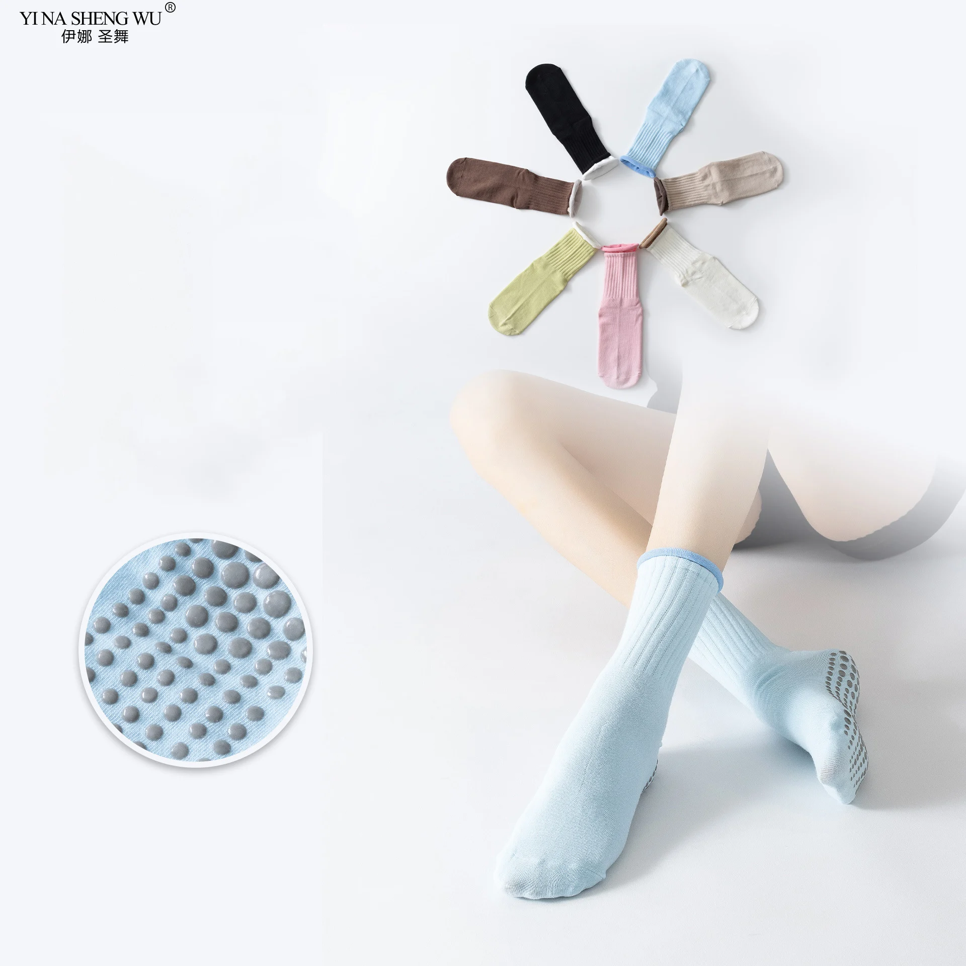 

Женские нескользящие носки для йоги с ручками, хлопковые длинные теплые дышащие носки до середины икры для пилатеса, балета, фитнеса, спортивные носки для фитнеса на открытом воздухе