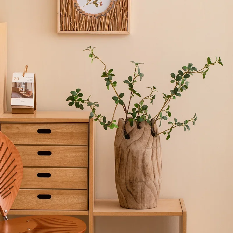 Wooden Mountain-shaped Flower Arrangement Paulownia Wood Hand-polished Old B&B Living Room Dining Table Wooden Wabi-sabi Style