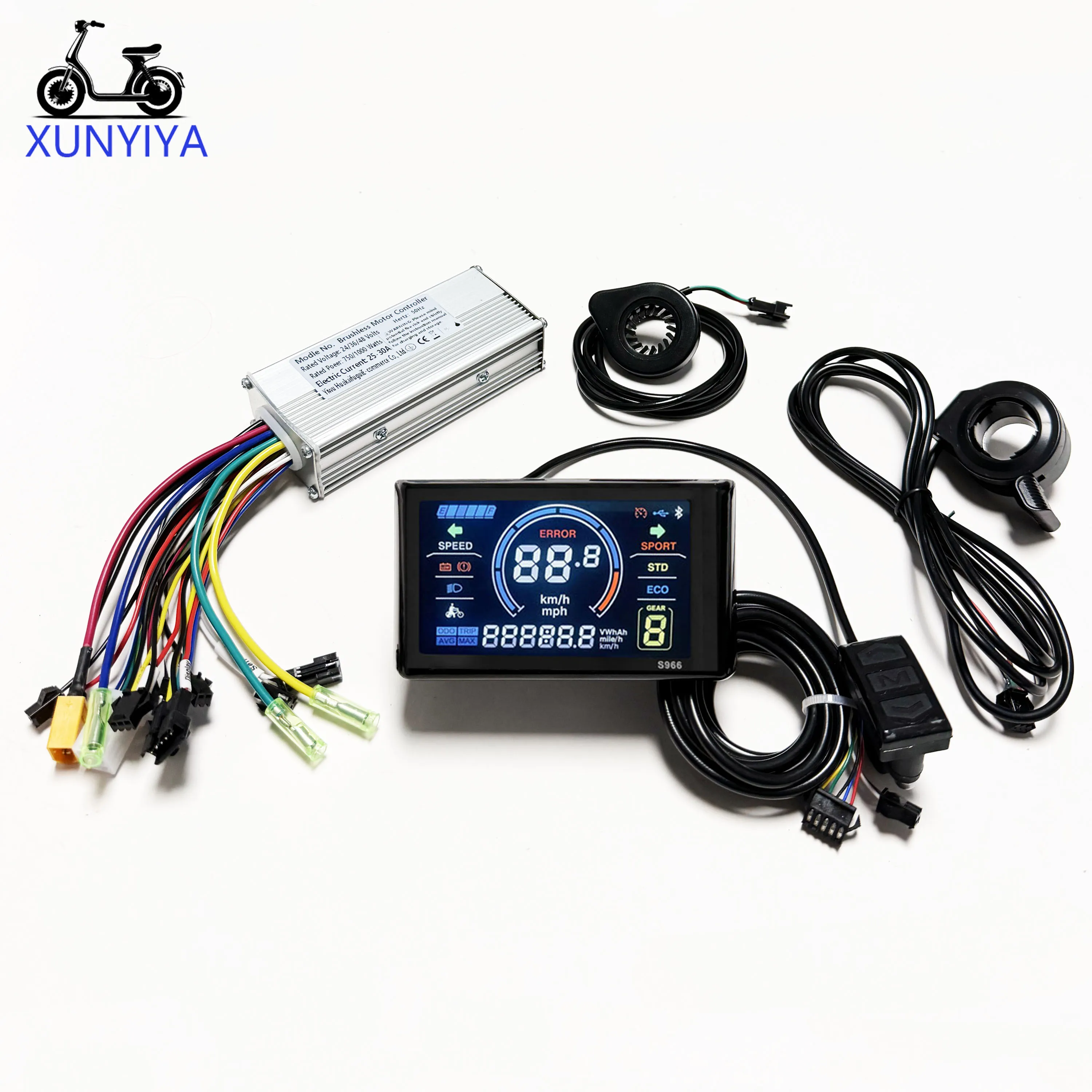 25A-30A Bürstenloser Sinuswellen-Dreimodus-Controller 750W-1000W mit PAS-Gashebel S966 Farb-LCD-Set 24V/36V/48V für E-Bike/Scooter – Detail 7