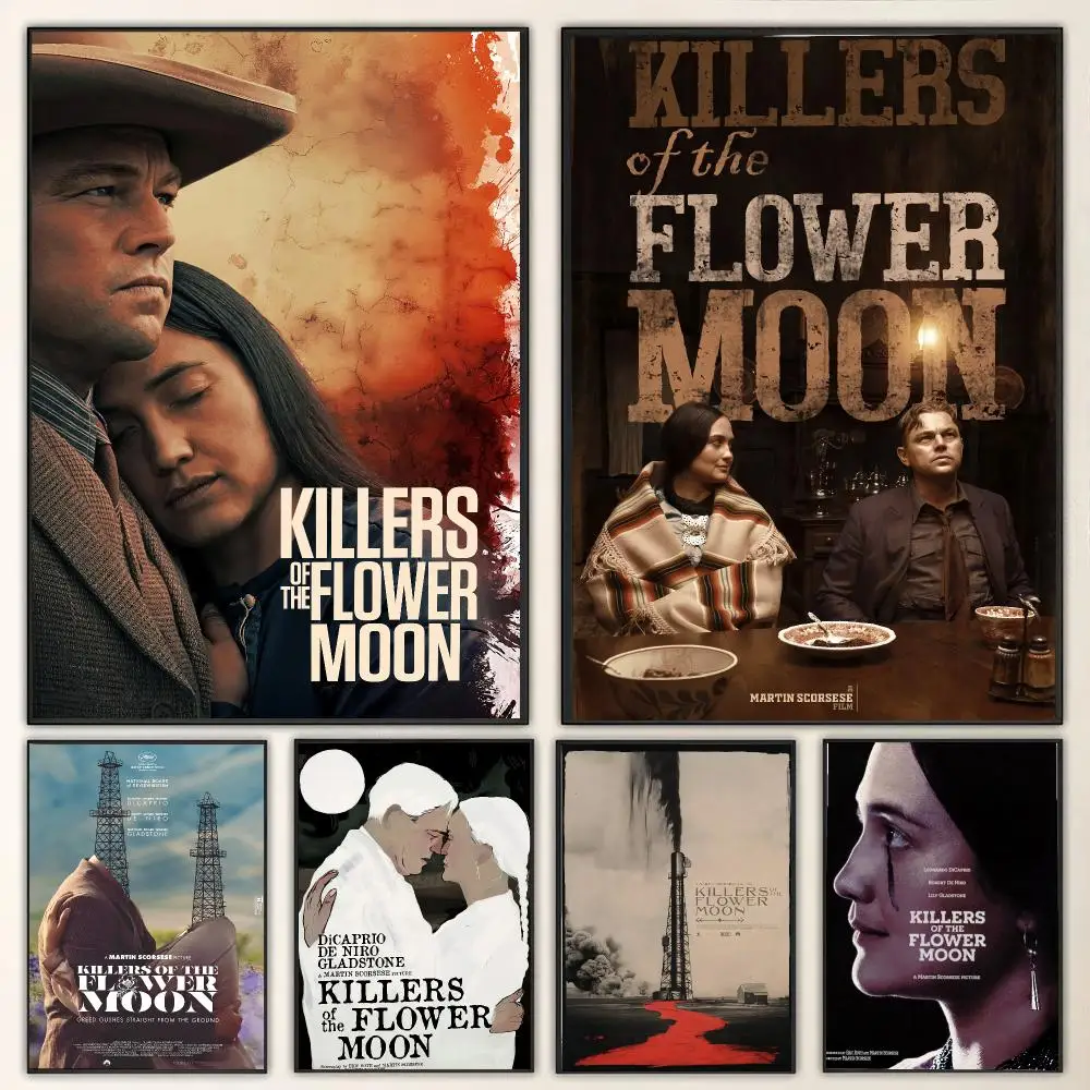 Movie Killers of the Flower Moon Painting Calligraphy Canvas Poster Wall Art for Living Room Bedroom Cafe Decor Gift