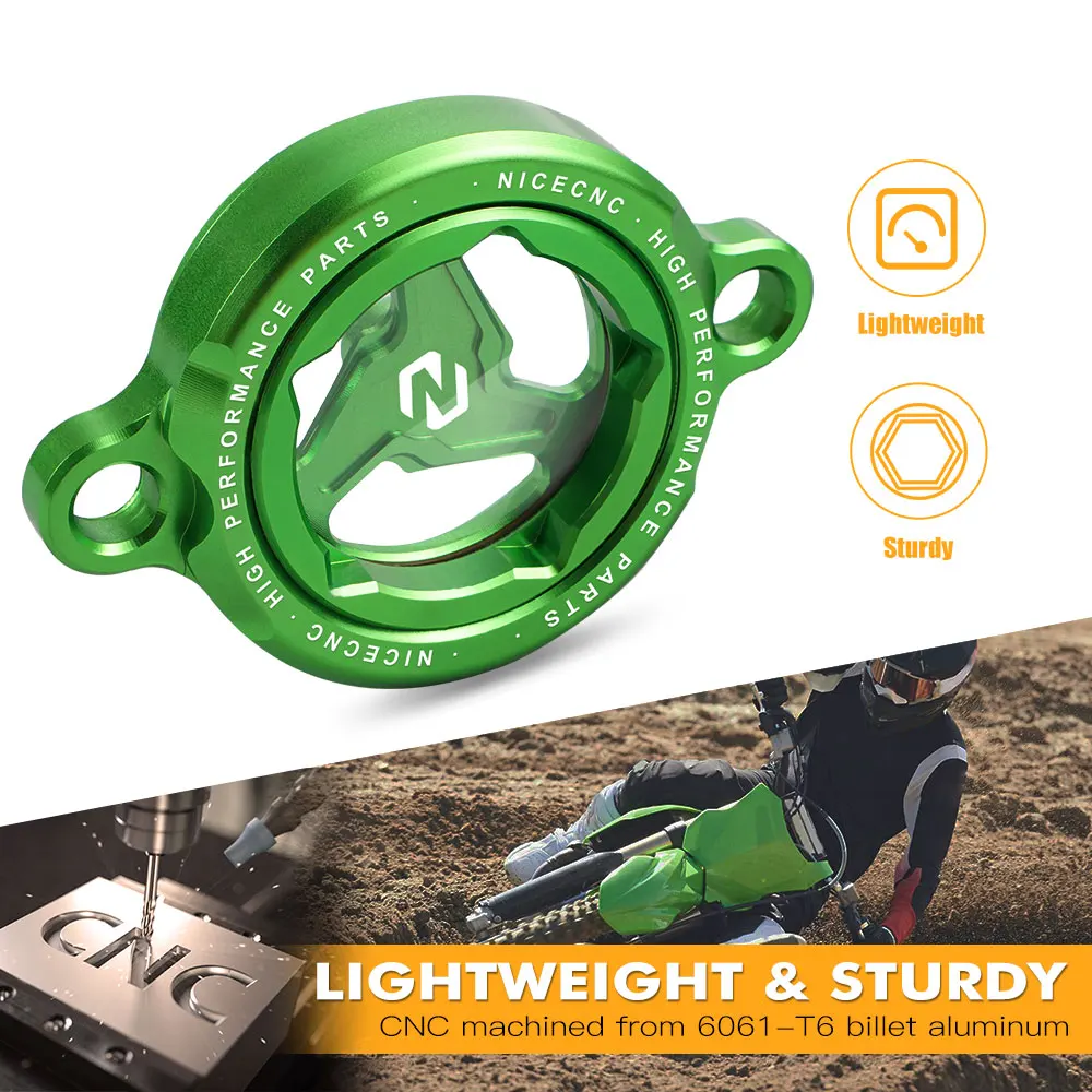 NICECNC Per KAWASAKI KX450 2016-2025 KX450X 2022-2024 KX450SR 2022-2023 Tappo Filtro Olio Motore Tappo di Copertura Moto In Alluminio