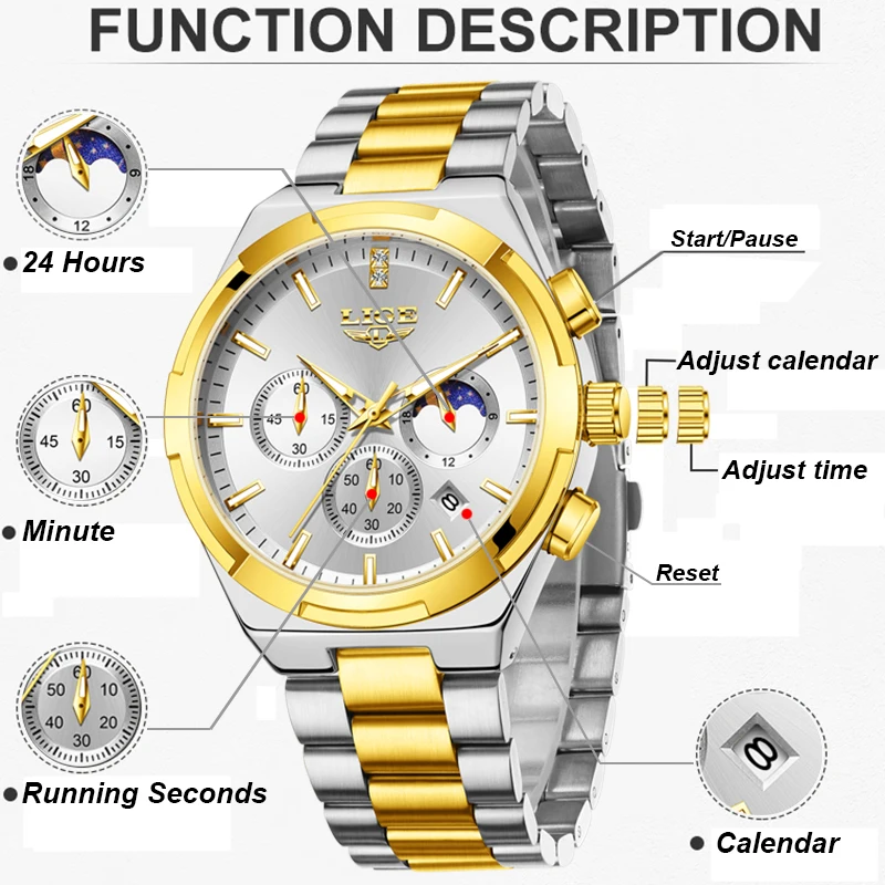 LIGE New Women's Quartz WristWatches Top Brand Luxury Luminous Waterproof Chronograph Fashion Elegant Bracelet Watch Women Gift