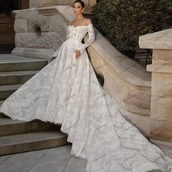 Gorgeous Wedding Dresses Elegant Bridal Gowns Off The Shoulder Robe Full Sleeves A-Line Modern Vestidos De Novia 2025 Customized