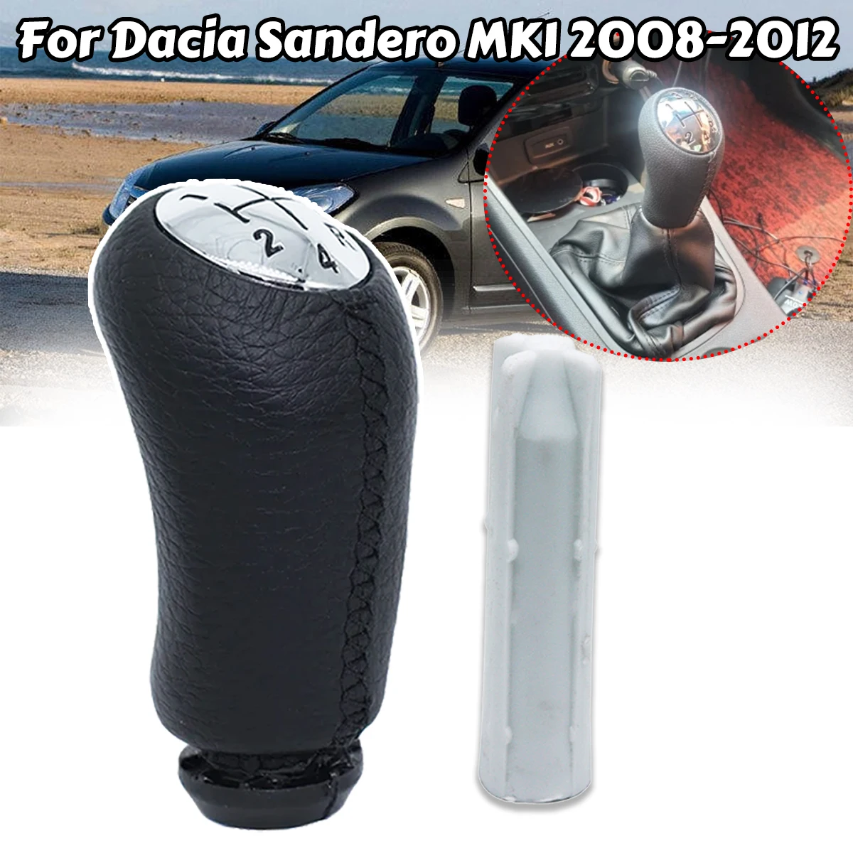 

Gear Shift Knob for Dacia Sandero MK1 2008-2012 Plastic Leather Matte MT 5SPEED+R Ergonomic Design for Clio III Megane 2 MK2