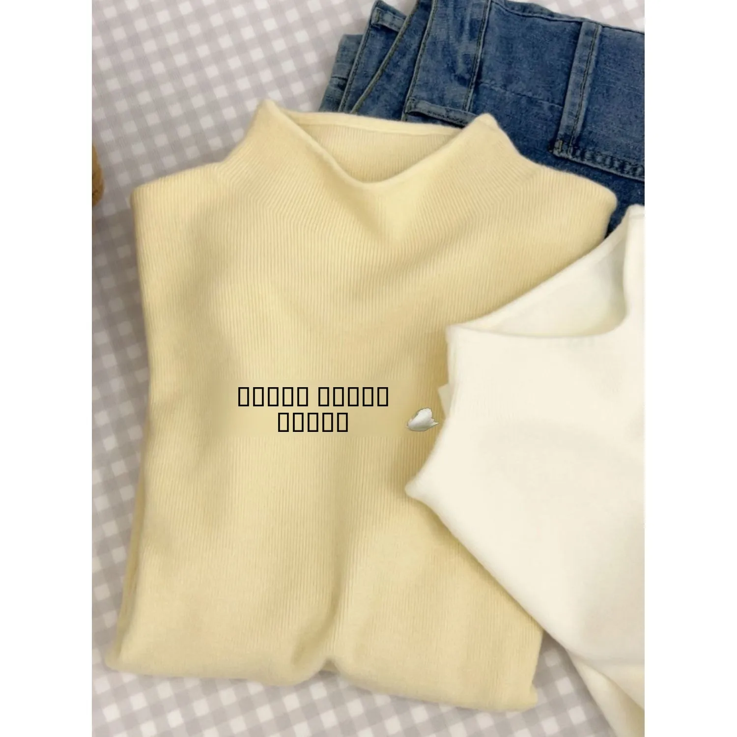 Winter Women's Slim Fit Knitted Base irt f High Collar Ultra White Milk Yellow Inner Wear Comfortable Polyester Fiber