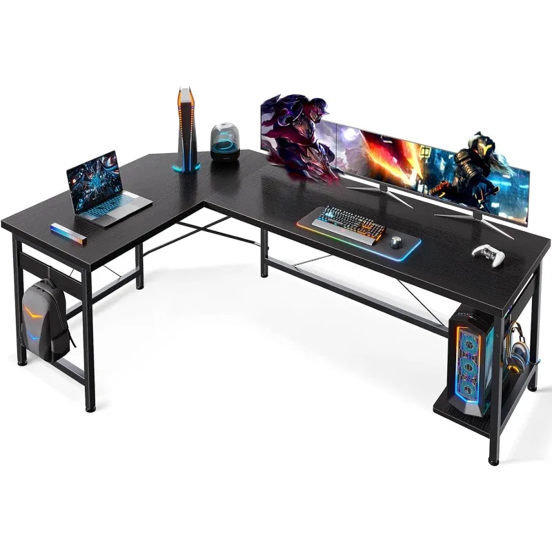 

66" L Shaped Gaming Desk, Corner Computer Desk, Sturdy Home Office Computer Table, Writing Desk, Larger Gaming Desk Workstation