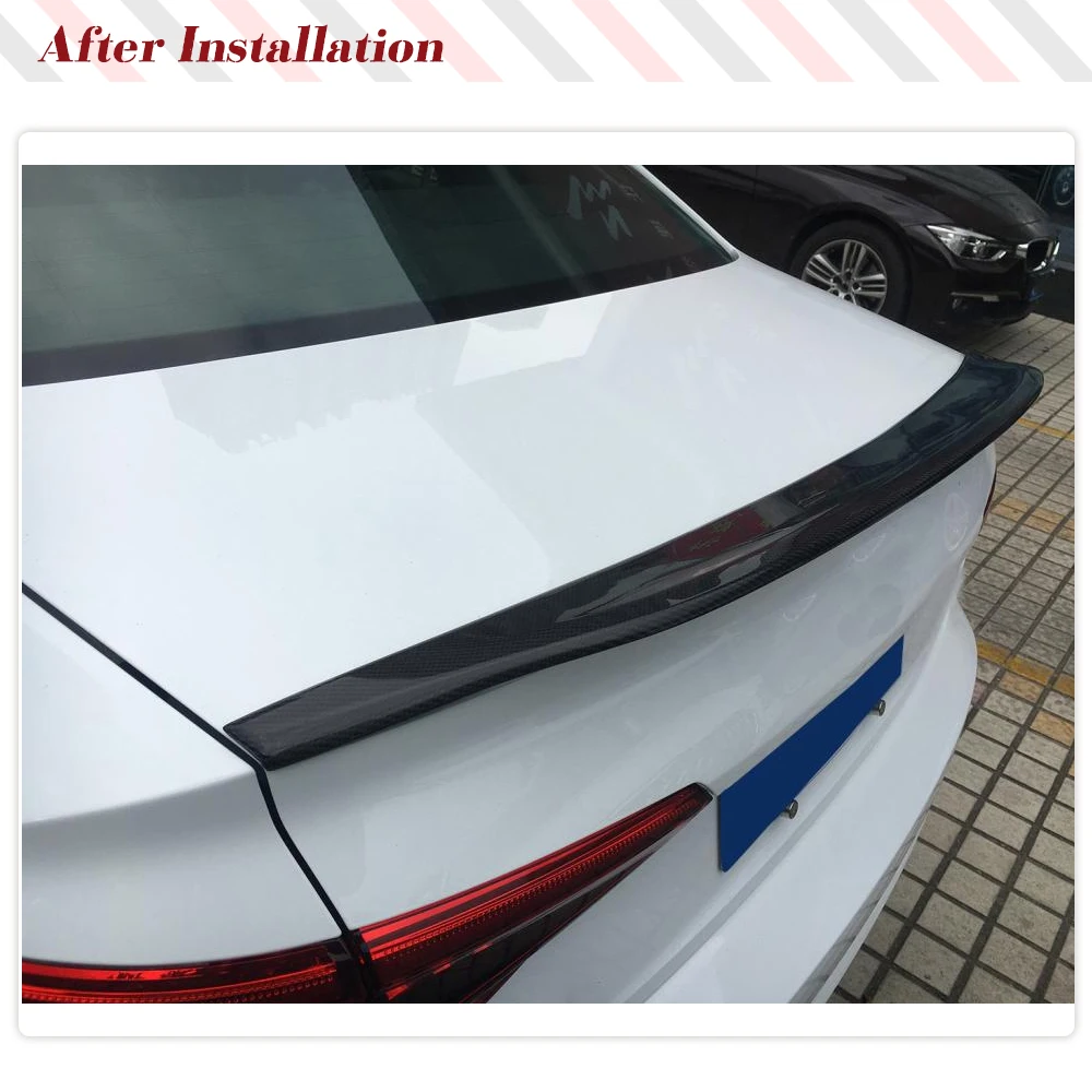 Car Rear Trunk Carbon Fiber Spoiler Lip Wing Lid for Audi A4/ A4 Sline/ S4 Sedan 2017-2020 B9 Rear Trunk Spoiler Boot Lip Wing