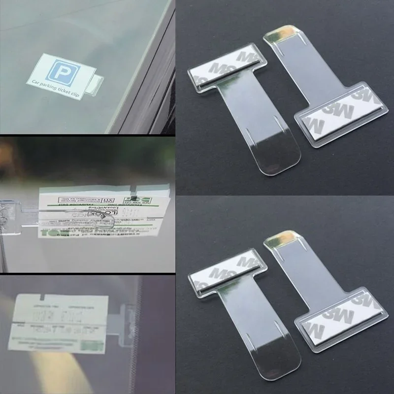 2pcs Transparent car parking ticket permit, car fastener card, banknote clip, windshield sticker, car accessories