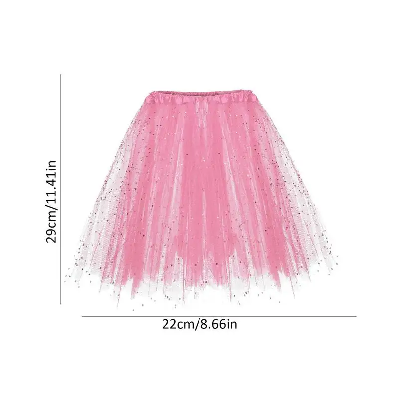 Women's Tulle Skirt 3 Layered Carnival Skirt Bridesmaid Petticoat Tutu Party Tutu Costume with Sequins Tulle Skirt for Party