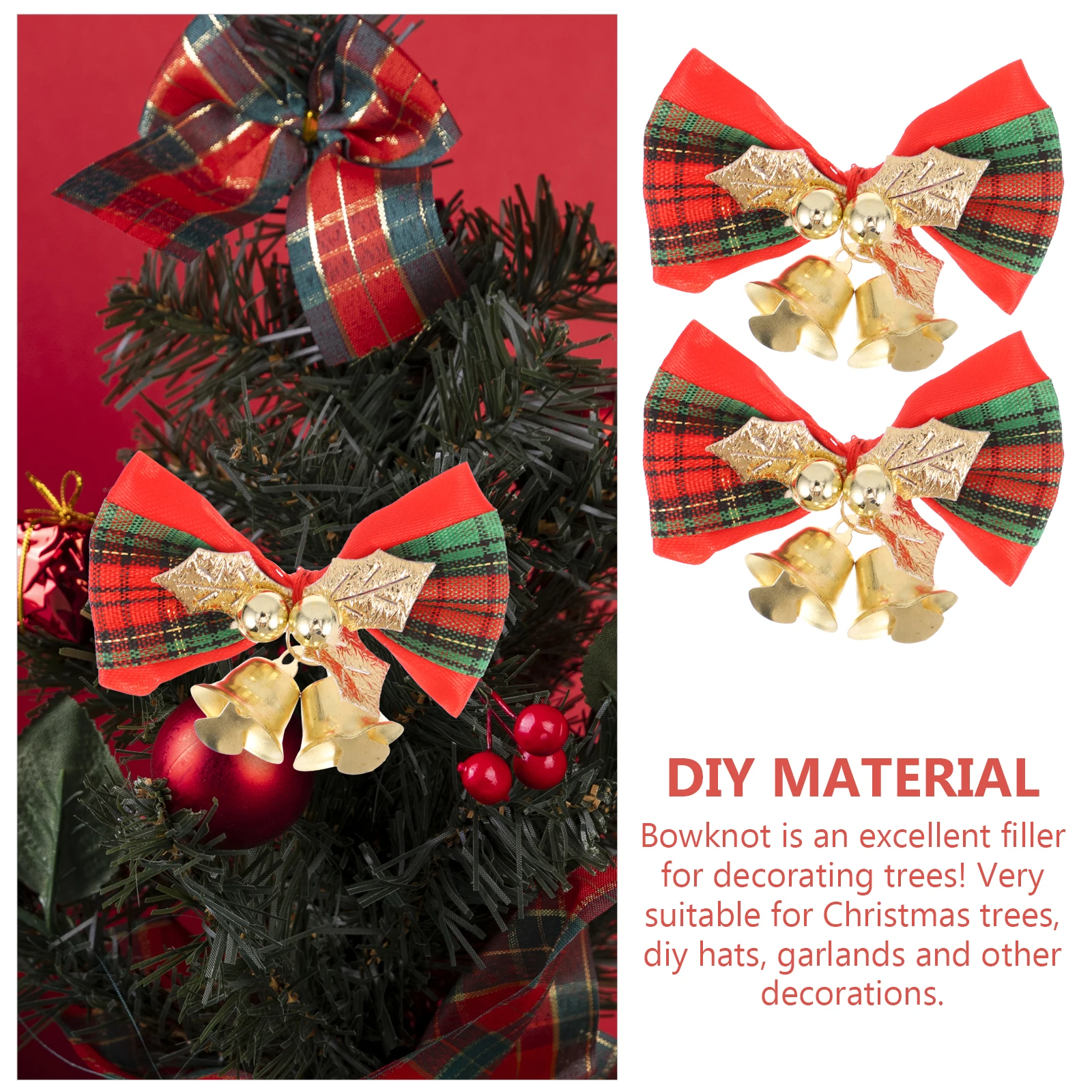 

6 Pcs Bell Decoration Decorations Mini Bow Christmas Tree DIY Costume Suspenders