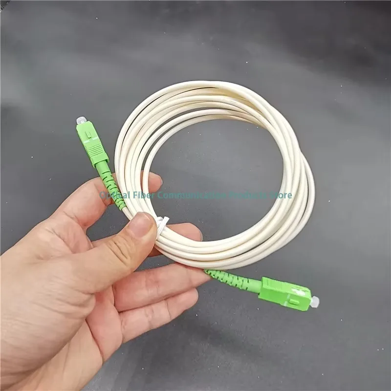SC APC-SC APC 1/3/5/7/10/15/20/25M Simplex Single Mode Fiber Optic Patch Cord White Fiber Optics Cable Sky and Globe Compatible