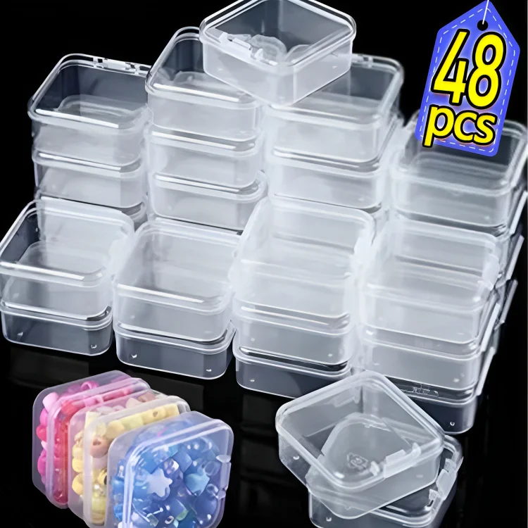 

Small Clear Plastic Beads Storage Containers Boxes with Hinged Lid Storage Case of Small Items Crafts Jewelry Hardware Wholesale