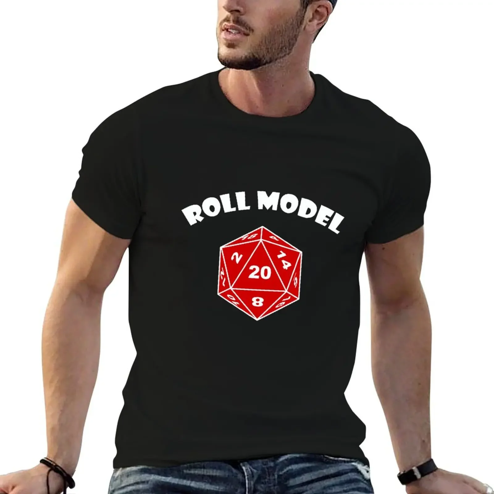 

Roll Model Role DM DND D20 RPG Dice Funny T-Shirt blue archive baggy shirts Men's t-shirts