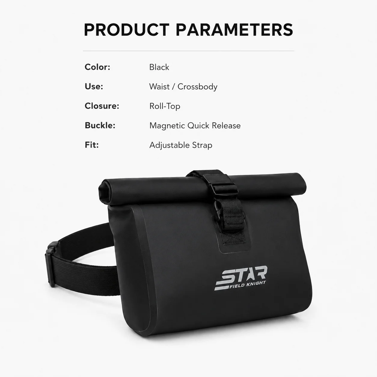 STAR FIELD KNIGHT Motorcycle Roll Top Leg Bag Waterproof Reflective Thigh Waist Pack Magnetic Buckle Crossbody Pouch Men Women
