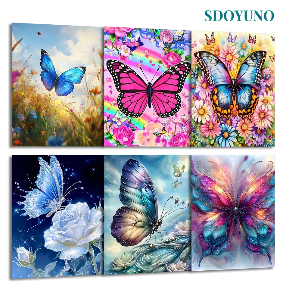 

SDOYUNO Painting By Numbers Draw For Adults Animals butterfly Crafts Oil Art Acrylic Drawing Diy Set Art Supplies Canvas Gifts