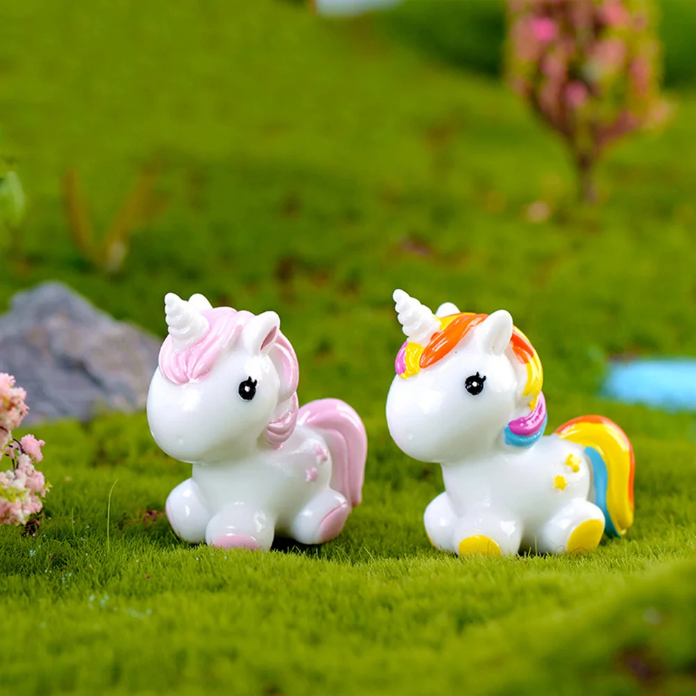 4 Pcs Unicorn Miniature Sculpture Toy Animals Decorations Resin Crafts Desktop Handicraft Adornment Statue