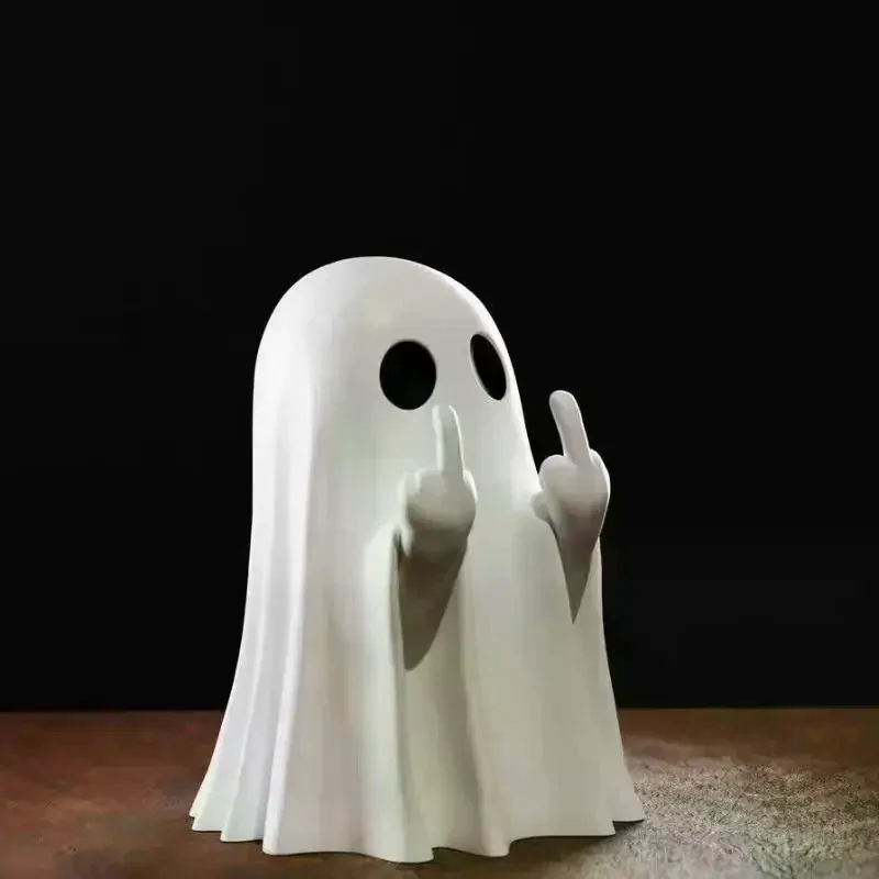 /PFU/Cat Ghost Ornament Cute Halloween Desktop Decor Spooky Gift For Girlfriend Home Office Collectible Figurine Home Decor Mini