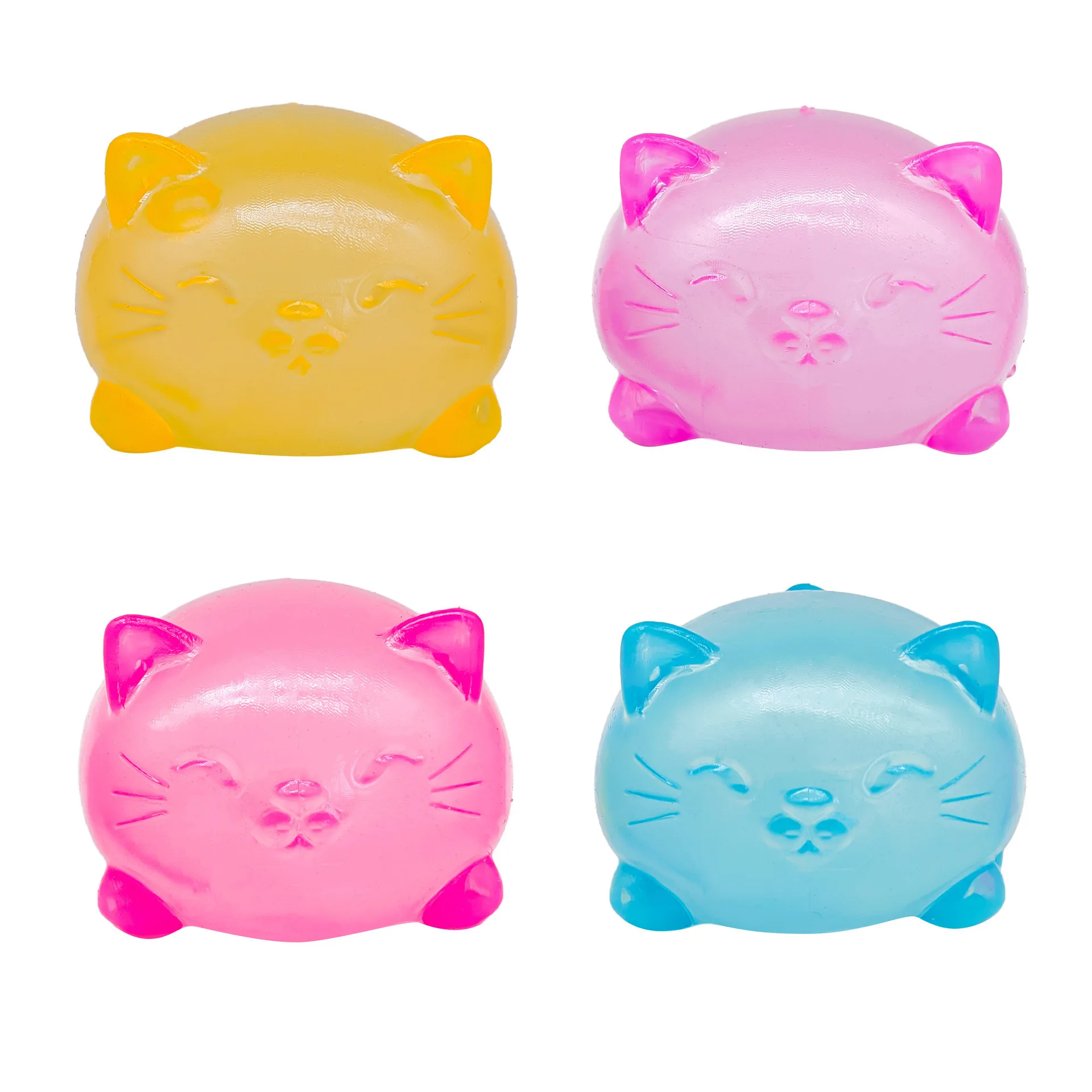 Lot de 3 balles antistress mignonnes en forme de chat - Squishy - Jouet anti -stress pour enfants et adultes - Jouet kawai - Jeux - Jouets